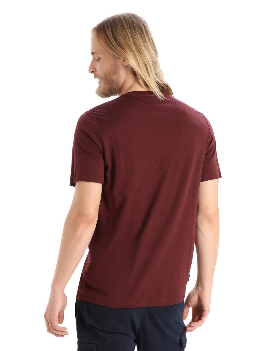 T Shirts Icebreaker Merino Tech Lite II Corta Sleeve Natural Alps Homme Rouge | FR 1192ZUTG